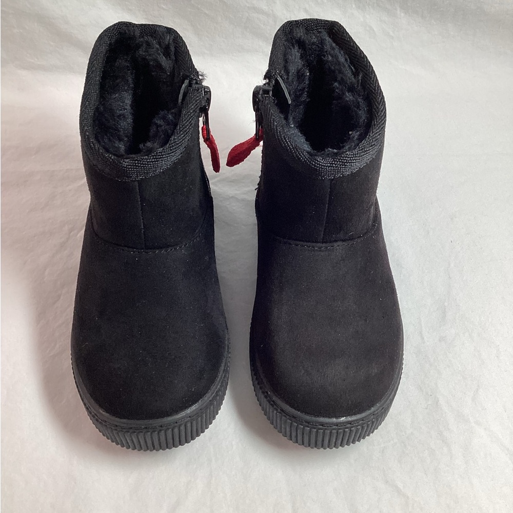 NEW Cat & Jack Ankle Winter Boots 7 Baby Faux Fur Lined Black Zipper Pull